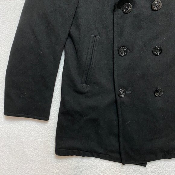 DSCP Quarter Deck Collection Pea Coat Mens 40L Navy Black Wool US NAVY - Picture 4 of 12